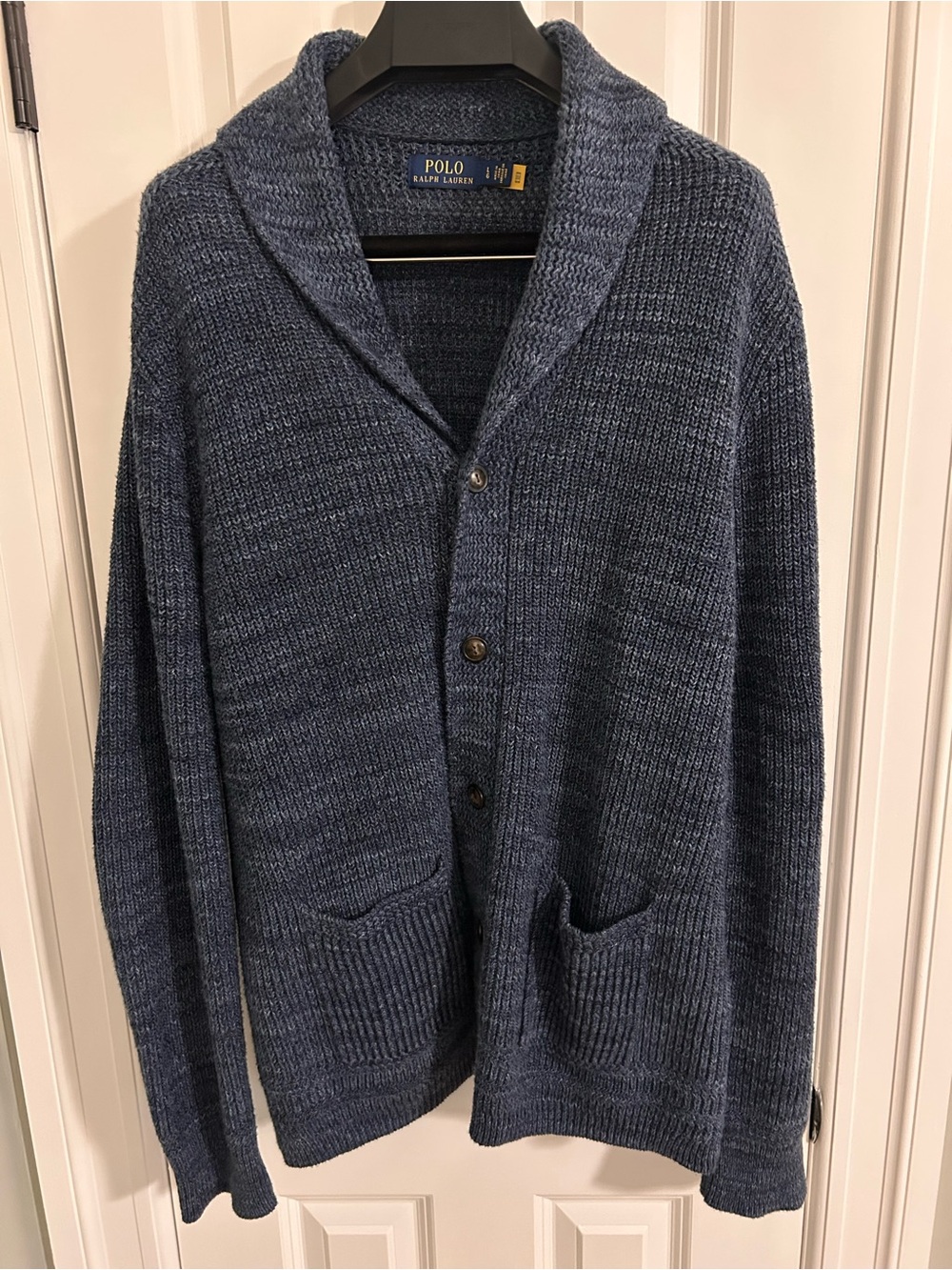 Polo by Ralph Lauren Blue Shawl Collar Cardigan Sweater
